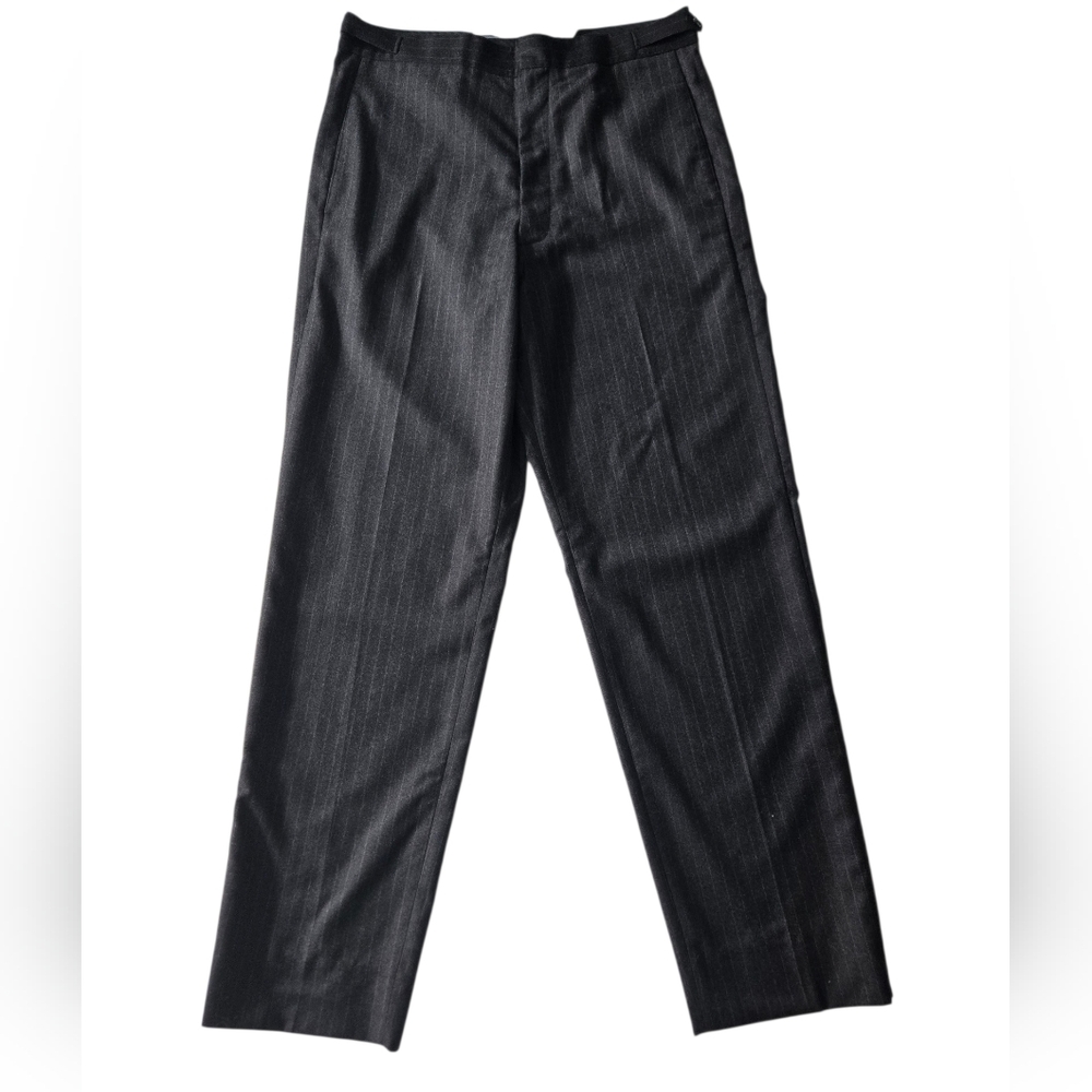 Black Pinstripe Wool Dress Pants Womens 6 8 Tailored Work Trousers BLK DNM